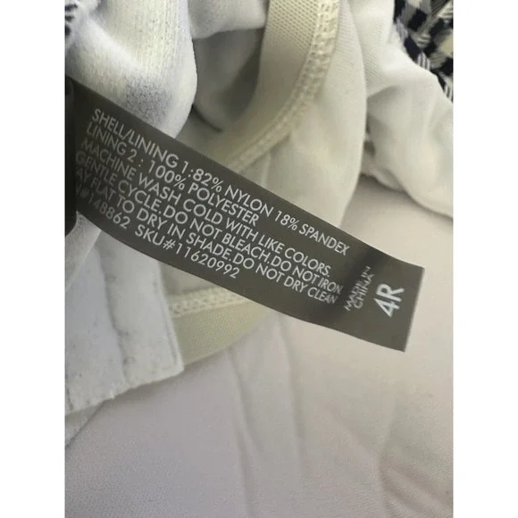 Torrid Navy Gingham Tie Front Wireless Ruched One-Piece Swimsuit Plus Size 4 4X - Picture 10 of 16